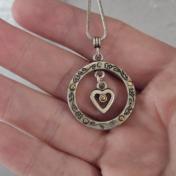 Brighton Circle of Life Two Tone Reversible Heart Necklace - Picture 3 of 8
